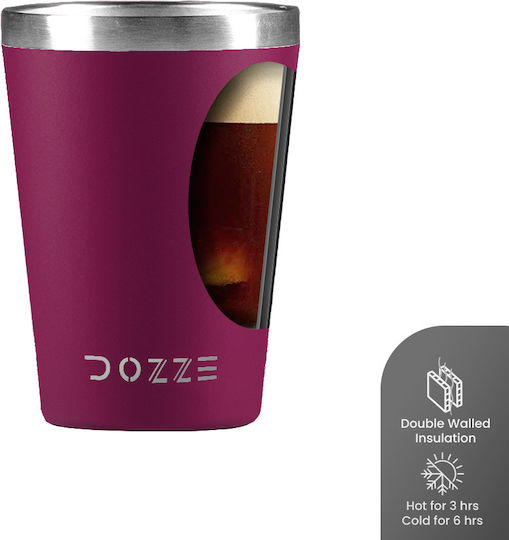 Dozze Ποτήρι Θερμός Ανοξείδωτο / Πλαστικό BPA Free 296ml Ροζ με Καλαμάκι