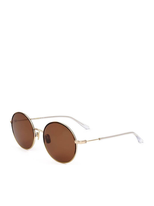 Sandro Unisex Sonnenbrillen mit Gold Rahmen und Braunen Gläsern