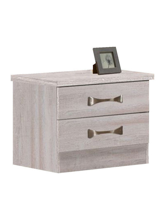 Life Wooden Bedside Table White Wash 48x40x39cm