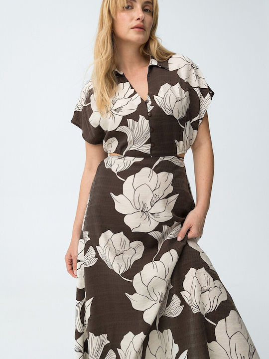 Midi Shirt Dress Brown