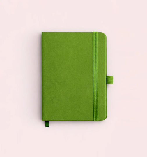 Pyrography Leatherette Notebook Ruled with Rubber Band and Pen Case Green