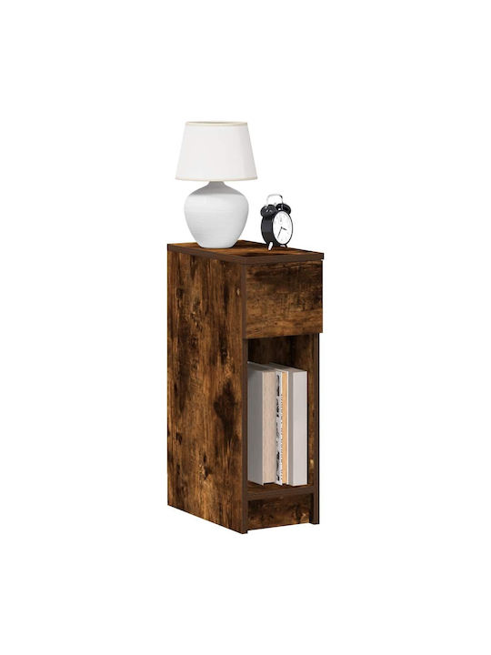 Bedside Table Drawer Smoked Oak 20x36x60 cm Brown