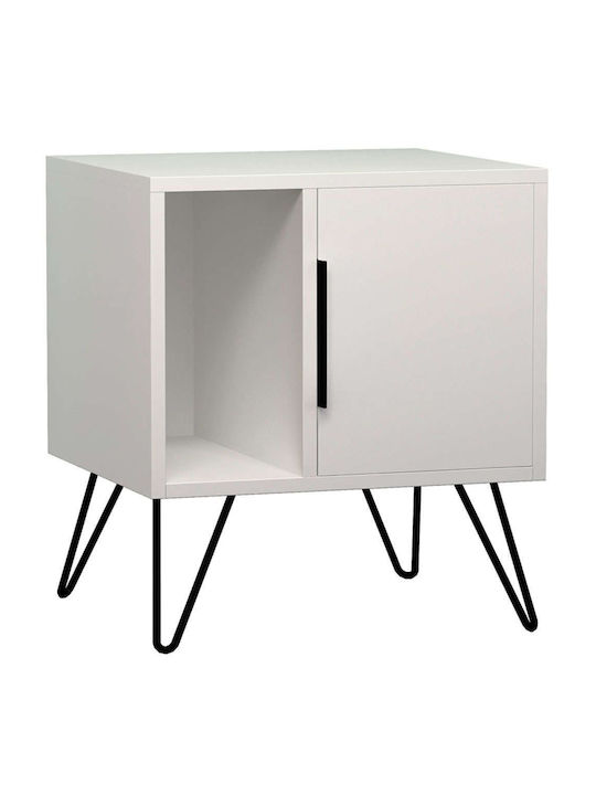 Κομοδίνο Glynn Ξύλινο Λευκό 50.2x44.6x58cm