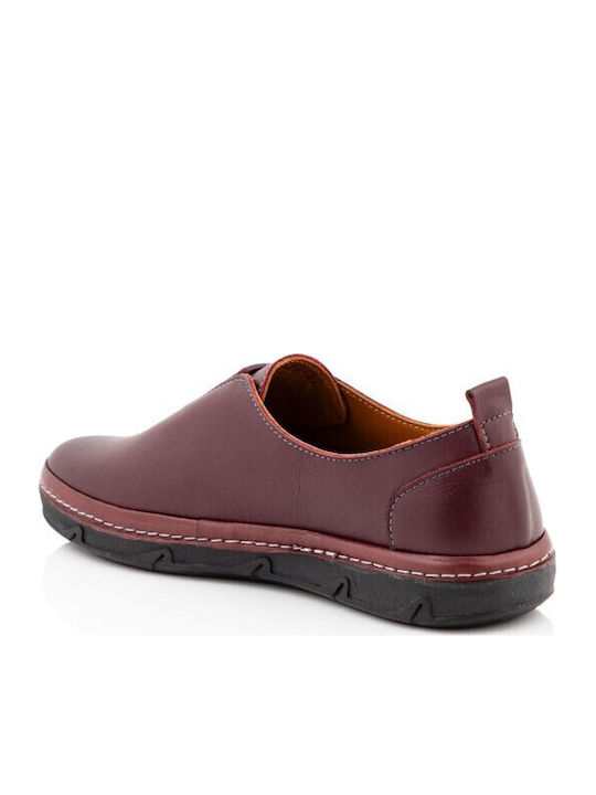 Leather Women's Loafers in Burgundy Colour