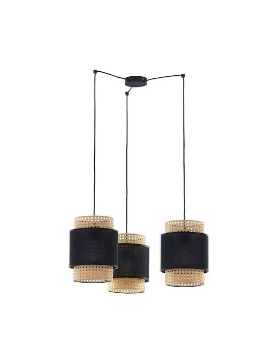 TK Lighting Boho Pendant Light Black Boho Rail with Socket E27 70x130cm