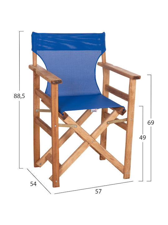 Дървено Градинско Кресло Синьо 57x54x88см