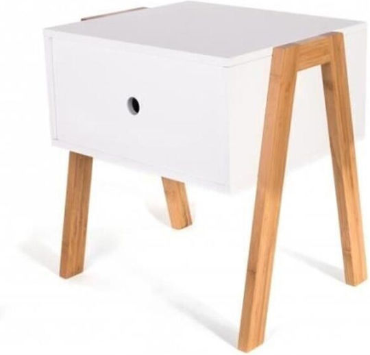 HD3728 Wooden White Bedside Table 45.3x44x35cm HD3728 Wooden White Bedside Table 45.3x44x35cm