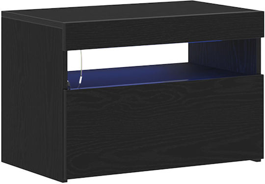 Wooden Black Oak Bedside Table 60x35x40cm