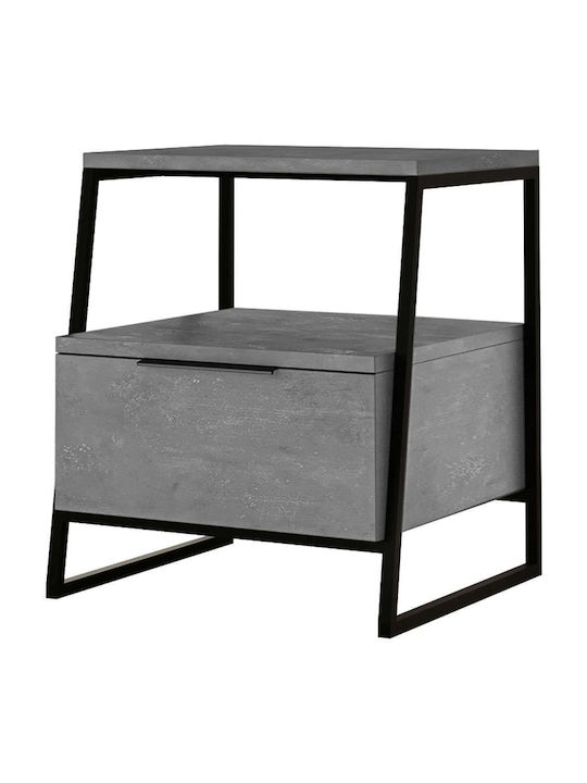 Bedside Table Pal Wooden Gray Retro 45x40x50cm