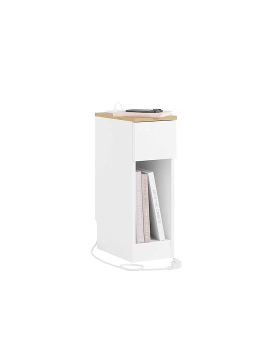 Wooden Bedside Table White 20x35x60cm