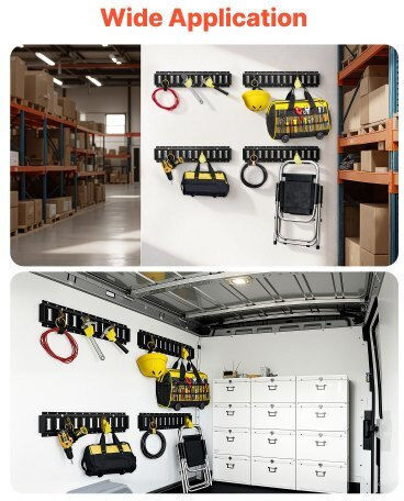 Vevor E-track Tie-down Rail Kit 4 Pack 0.6 M E Track Rails 20 Pcs Includes 2 Ratchet Straps & 4 O-rings & 4 Tie-offs D-ring & 2 Single Slots & 8 End Caps Fit Garages Vans Trailers