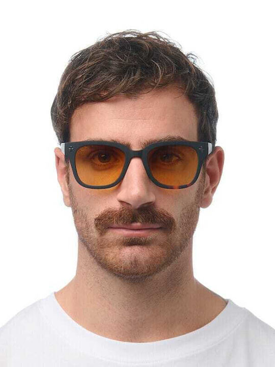 Okkia Giovanni Unisex Sonnenbrillen mit Horn umrandeten Rahmen Havana Schwarz Verlaufsfarbe