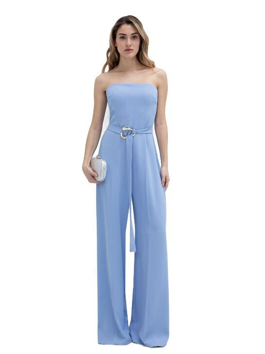 Women's Off-Shoulder Light Blue Jumpsuit