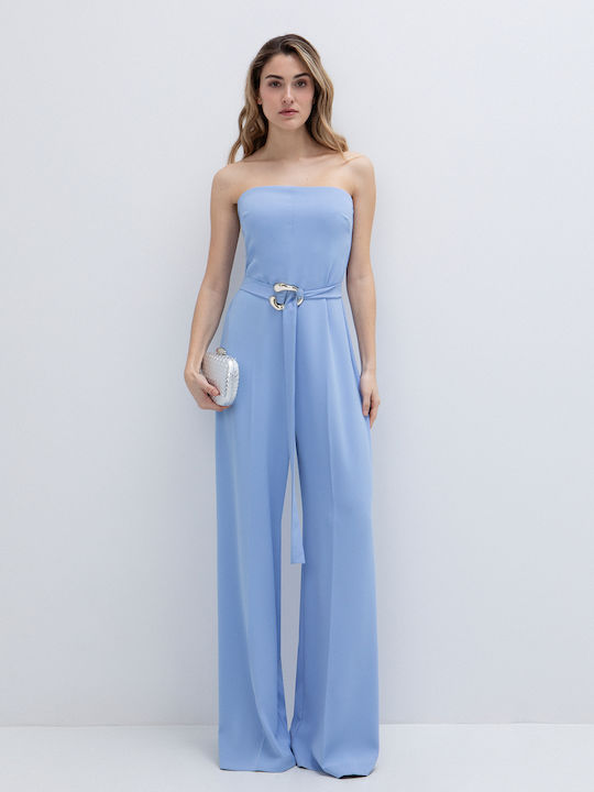 Women's Off-Shoulder Light Blue Jumpsuit