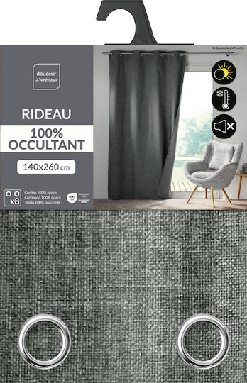 Κουρτίνα Συσκότισης με Τρουκς Crepuscule Charcoal Grey 140x260εκ.