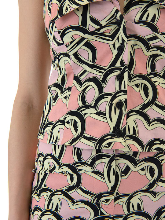 Damen Hochgeschnittenes Stoff Capri Hose in Schlank Passform Gelb