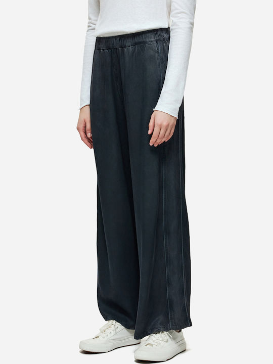 Women's Satin Pantaloons with Elastic in Regular Fit Vintage Blue