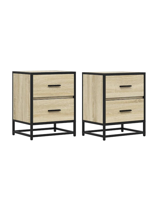Wooden Sonoma Oak Bedside Tables 2 Pieces 40x31x50cm