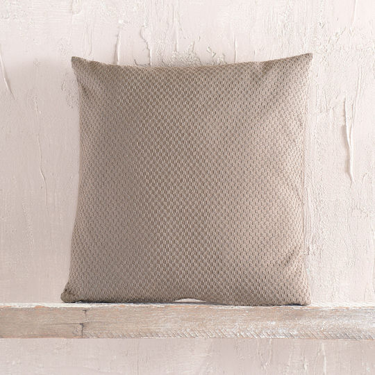 Rythmos Rami Dekorativer Kissenbezug aus 100% Baumwolle Ecru 40x40cm