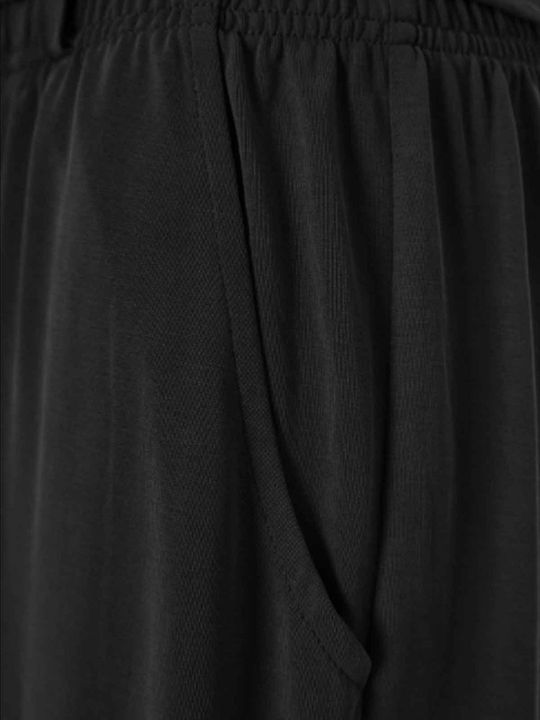 Women's High Rise Pantaloons with Rubber Band in Regular Fit Black