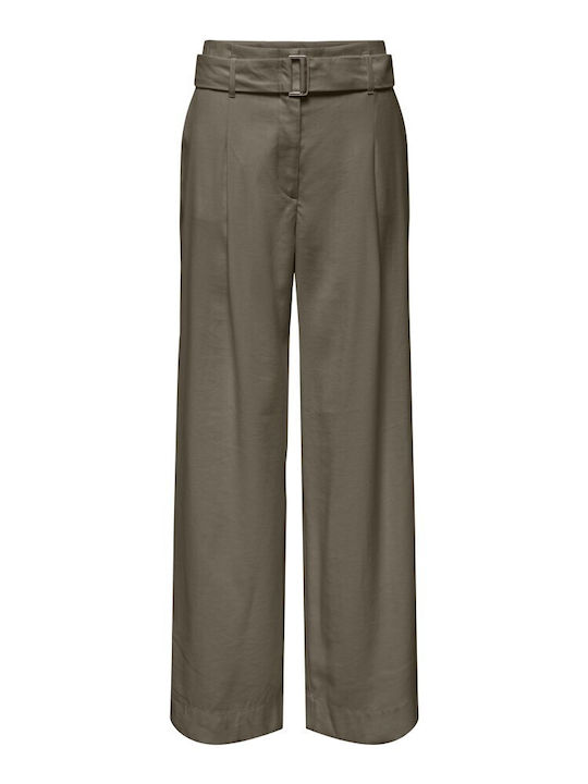 Wide Women's High Rise Pantaloons in Loose Fit Khaki