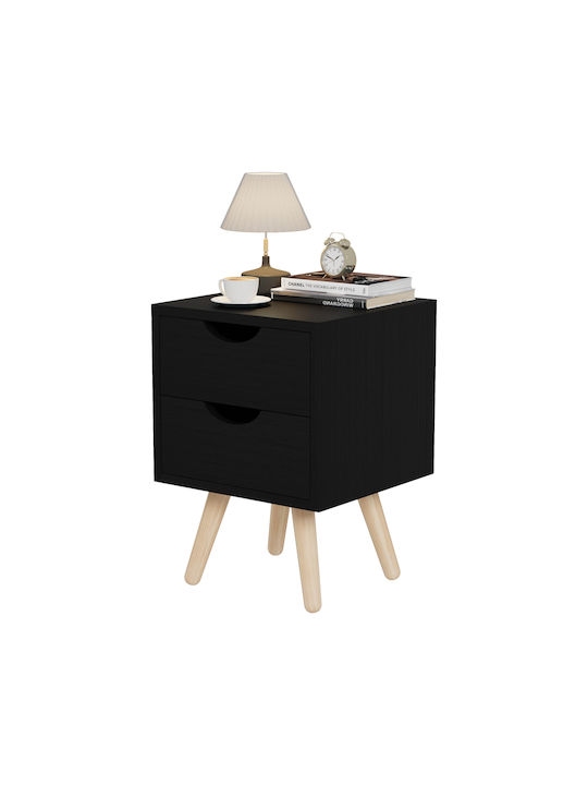Bedside Table Dinkl Wooden Brown 29.7x29.7x45cm