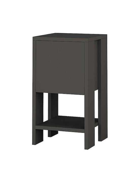 Ema Wooden Bedside Table Ανθρακί 30x30x55cm