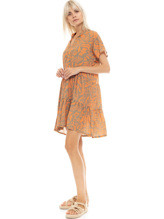 Pink Label Damen Mini Kleid Strand Orange