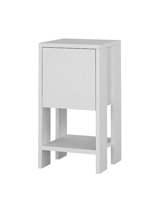 Ema Wooden Bedside Table White 30x30x55cm
