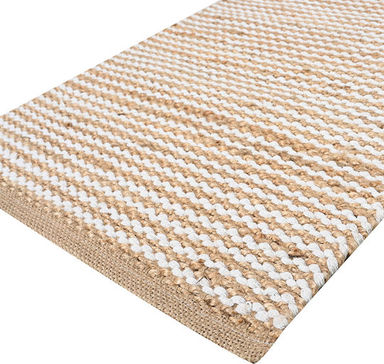 Handmade Rectangular Summer Jute Rug Natural White 120x170cm