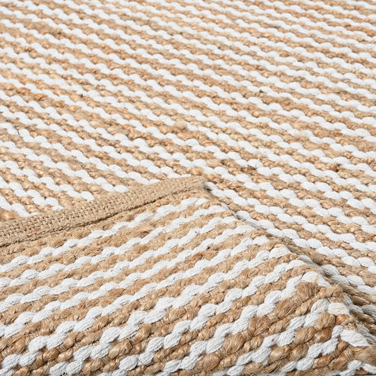 Handmade Rectangular Summer Jute Rug Natural White 120x170cm