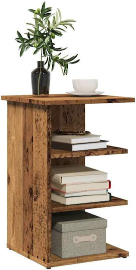 Wooden Bedside Table with Metal Legs Old Wood 35x35x55cm Wooden Bedside Table with Metal Legs Old Wood 35x35x55cm