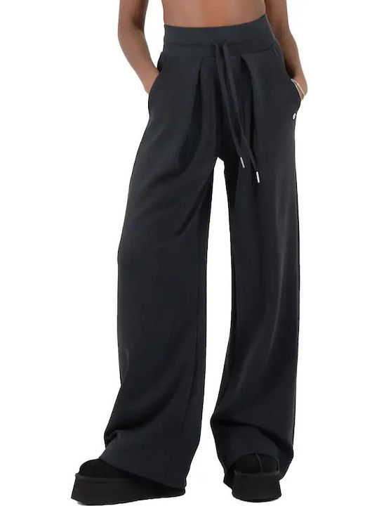 Women's Fabric Trousers in Palazzo Fit Black