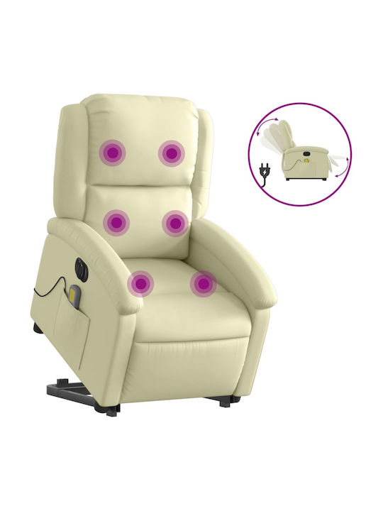 Relax Armchair Massage with Footstool from Genuine Leather Cream 71x86.5x99.5cm