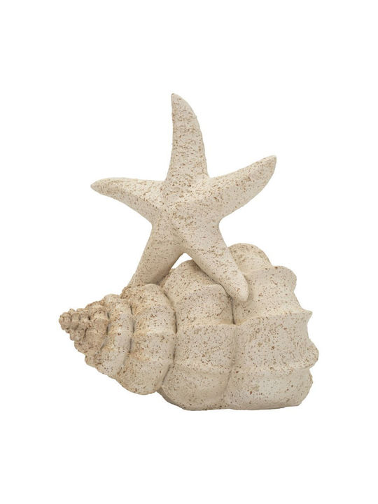 Decorative Seashell Starfish Polyester Ecru Color 18x13x21.2cm
