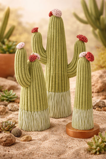 Decorativ Cactus Poliester 13x7x25 cm