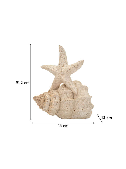 Decorative Seashell Starfish Polyester Ecru Color 18x13x21.2cm