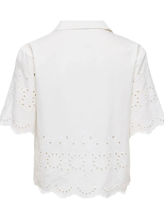 Long Sleeve Women's Denim Shirt White