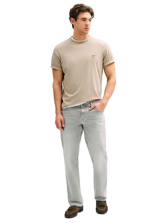 Ανδρικό Παντελόνι Τζιν Ελαστικό με Slim Straight Εφαρμογή Γκρι
