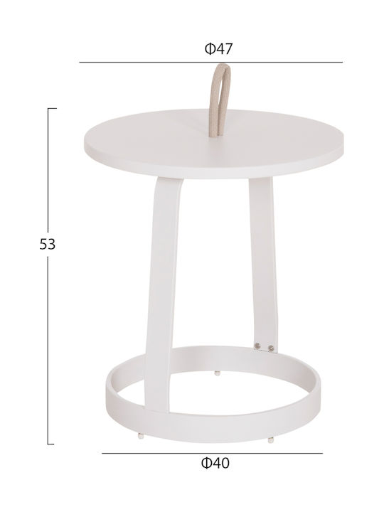 Auxiliary Table for Small Outdoor Spaces Aluminum Foldable Mino White 47x47x53cm