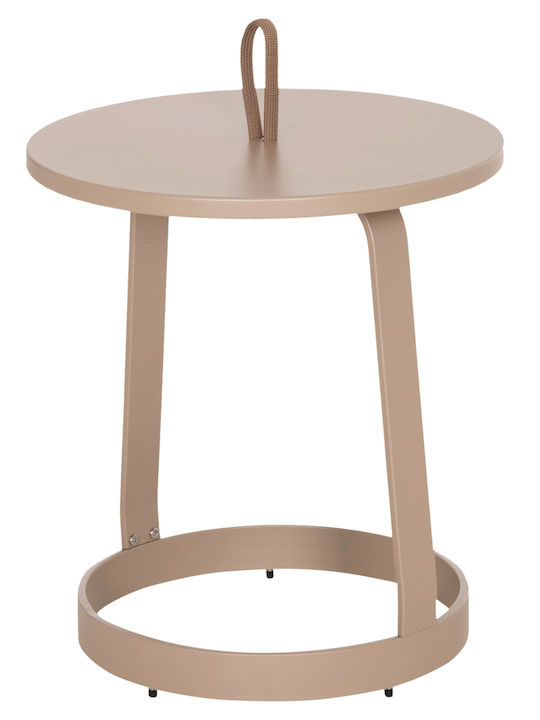 Masă Laterală pentru Spații Exterioare Mici din Aluminiu Pliabilă Mino Cappuccino 47x47x53cm