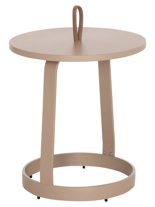 Masă Laterală pentru Spații Exterioare Mici din Aluminiu Pliabilă Mino Cappuccino 47x47x53cm