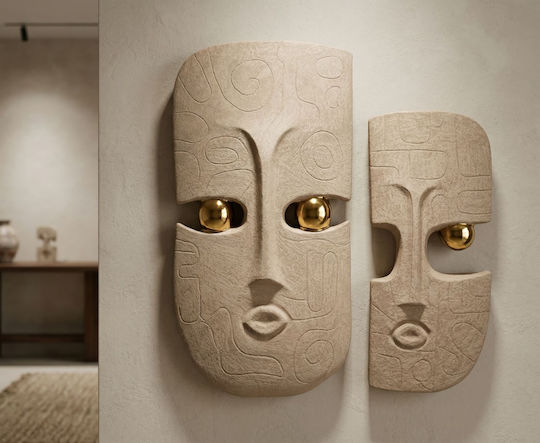 Mauro F Wall Decor Dakar Coppia Beige Made of Ceramic Material 2 Pieces