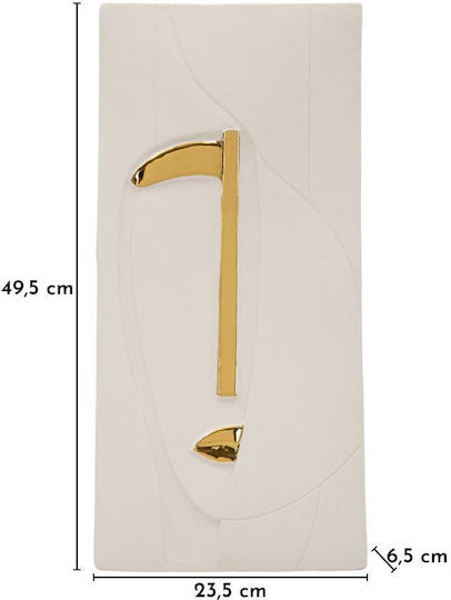 Mauro F Wall Decor Nairobi White Made of Ceramic Material 49.5x6.5x23.5cm
