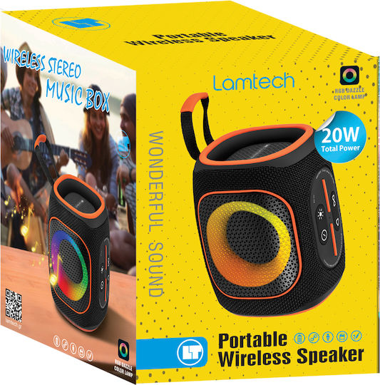 Lamtech Ηχείο Bluetooth 20W με Διάρκεια Μπαταρίας έως 8 ώρες Black Orange LAM980978