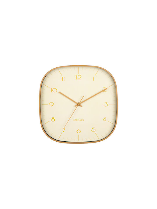 Karlsson Grato Cuadrado Wall Clock Metallic Yellow Ø29cm