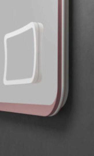 Imex Duomo Magnifying Square Bathroom Mirror Led Touch 100x80cm Pink