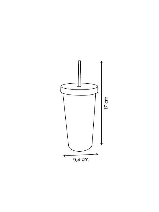 5Five Eden Ποτήρι Νερού από Πλαστικό με Καλαμάκι 550ml