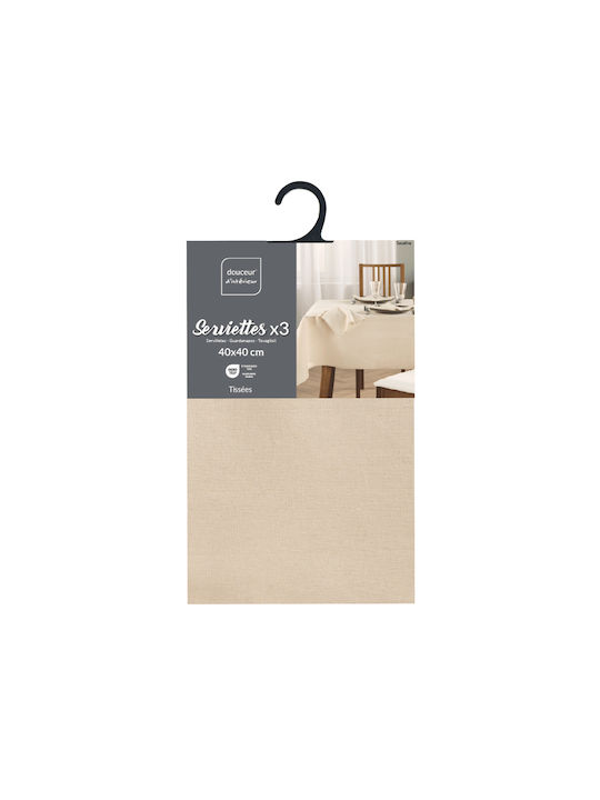 L-c Serafine Πετσέτα Κουζίνας σε Εκρού Χρώμα 40x40cm 3τμχ