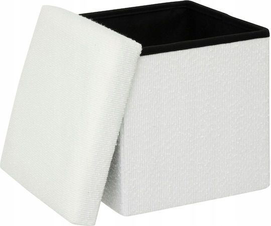 Living Room Stool With Storage Space Upholstered With Fabric Modul White 31x31x31cm